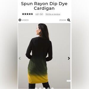 Chico's Size 2 (Large/12) Black Green Yellow Dip Dye Cardigan